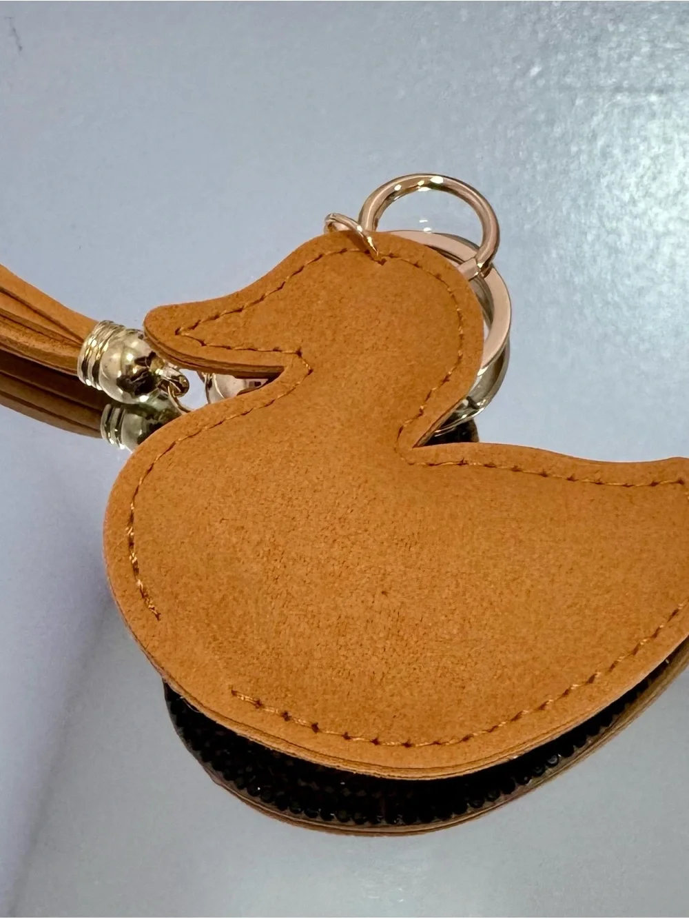 New Crystal Duck Keychain/ Bag  Charm in Brown and Green